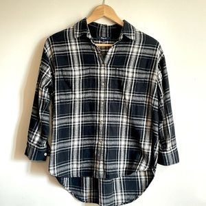 Madewell Plaid Shirt Black + White, Flannel